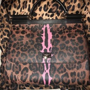 Dolce & Gabbana Leopard Print Leather Satchel